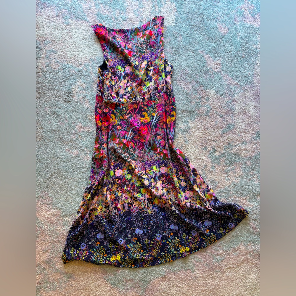 Floral Anthropologie maxi dress colorful fun flowy smooth